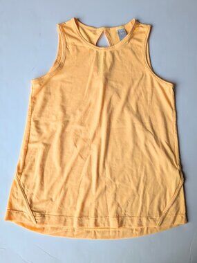 Athleta Girl Bright Yellow Tank Top with circular cut out Sz: L/12 NWOT
